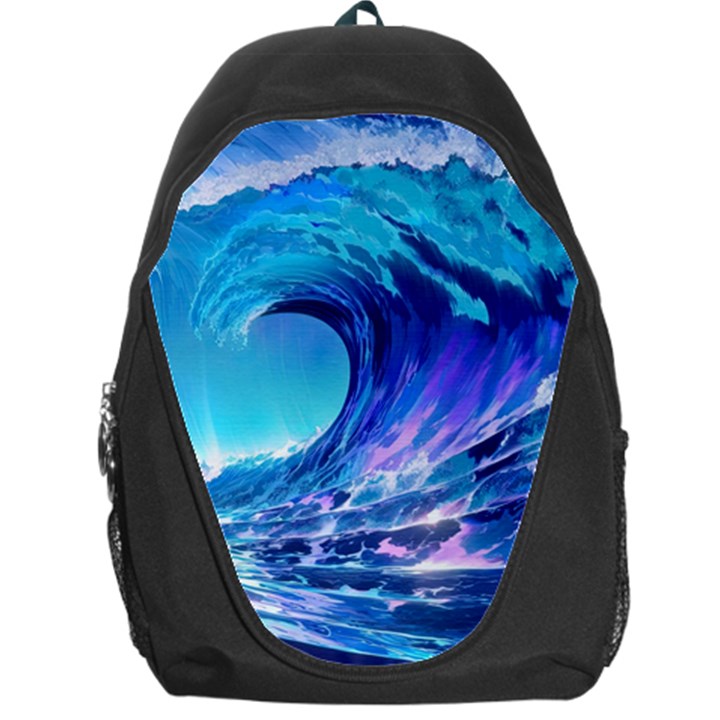 Tsunami Tidal Wave Ocean Waves Sea Nature Water Blue Backpack Bag