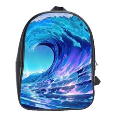 Tsunami Tidal Wave Ocean Waves Sea Nature Water Blue School Bag (xl) by uniart180623