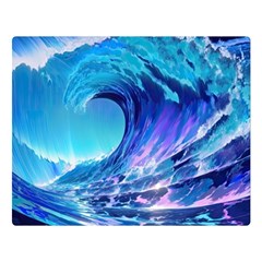 Tsunami Tidal Wave Ocean Waves Sea Nature Water Blue Two Sides Premium Plush Fleece Blanket (large) by uniart180623