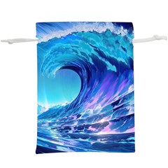 Tsunami Tidal Wave Ocean Waves Sea Nature Water Blue Lightweight Drawstring Pouch (xl) by uniart180623