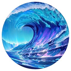 Tsunami Tidal Wave Ocean Waves Sea Nature Water Blue Round Trivet by uniart180623