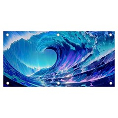 Tsunami Tidal Wave Ocean Waves Sea Nature Water Blue Banner And Sign 6  X 3  by uniart180623