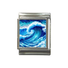 Tsunami Tidal Wave Ocean Waves Sea Nature Water Blue Painting Italian Charm (13mm) by uniart180623