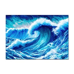 Tsunami Tidal Wave Ocean Waves Sea Nature Water Blue Painting Sticker A4 (10 Pack) by uniart180623