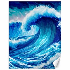 Tsunami Tidal Wave Ocean Waves Sea Nature Water Blue Painting Canvas 18  X 24  by uniart180623