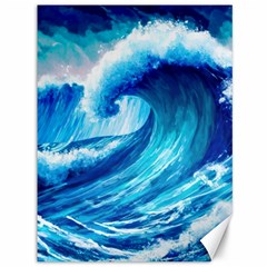 Tsunami Tidal Wave Ocean Waves Sea Nature Water Blue Painting Canvas 36  X 48  by uniart180623