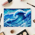 Tsunami Tidal Wave Ocean Waves Sea Nature Water Blue Painting Cosmetic Bag (Large) Back