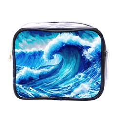 Tsunami Tidal Wave Ocean Waves Sea Nature Water Blue Painting Mini Toiletries Bag (one Side) by uniart180623