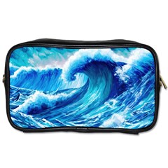 Tsunami Tidal Wave Ocean Waves Sea Nature Water Blue Painting Toiletries Bag (two Sides) by uniart180623