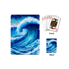 Tsunami Tidal Wave Ocean Waves Sea Nature Water Blue Painting Playing Cards Single Design (mini) by uniart180623