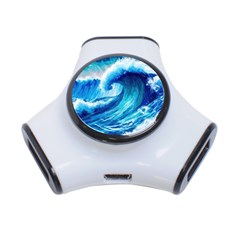 Tsunami Tidal Wave Ocean Waves Sea Nature Water Blue Painting 3-port Usb Hub by uniart180623