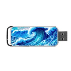 Tsunami Tidal Wave Ocean Waves Sea Nature Water Blue Painting Portable Usb Flash (two Sides) by uniart180623