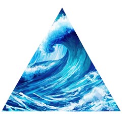 Tsunami Tidal Wave Ocean Waves Sea Nature Water Blue Painting Wooden Puzzle Triangle by uniart180623