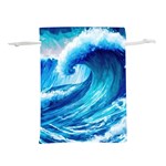 Tsunami Tidal Wave Ocean Waves Sea Nature Water Blue Painting Lightweight Drawstring Pouch (L) Front