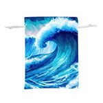 Tsunami Tidal Wave Ocean Waves Sea Nature Water Blue Painting Lightweight Drawstring Pouch (L) Back