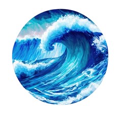 Tsunami Tidal Wave Ocean Waves Sea Nature Water Blue Painting Mini Round Pill Box (pack Of 3) by uniart180623