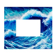 Tsunami Tidal Wave Ocean Waves Sea Nature Water Blue Painting White Wall Photo Frame 5  X 7 