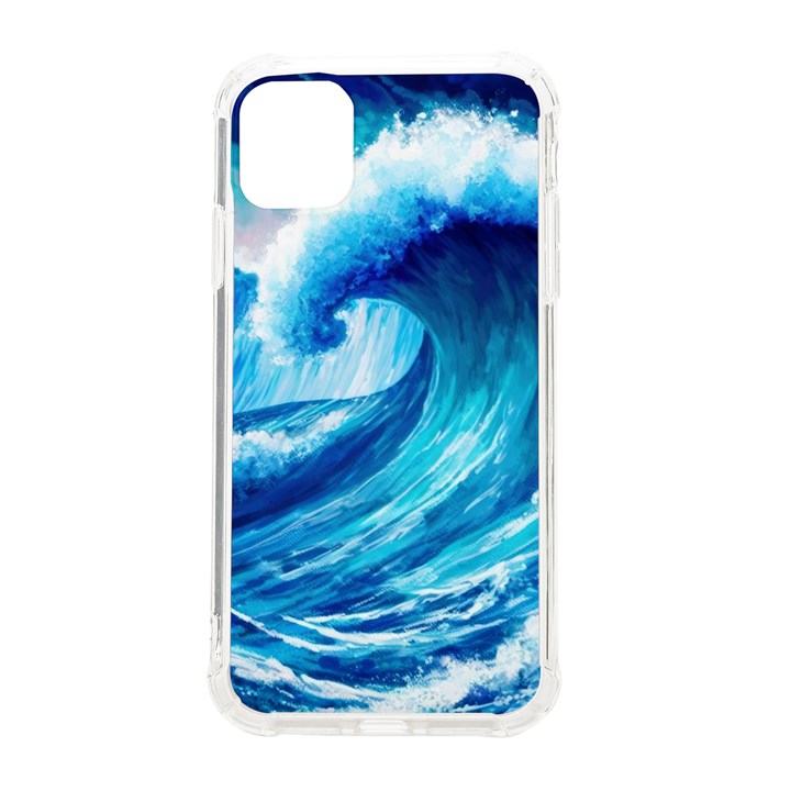 Tsunami Tidal Wave Ocean Waves Sea Nature Water Blue Painting iPhone 11 TPU UV Print Case