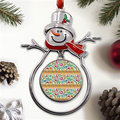 Flower Fabric Fabric Design Fabric Pattern Art Metal Snowman Ornament by uniart180623