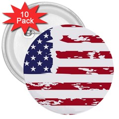 Flag Usa Unite Stated America 3  Buttons (10 Pack)  by uniart180623