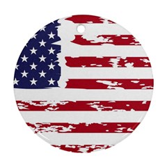 Flag Usa Unite Stated America Round Ornament (two Sides) by uniart180623