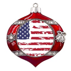 Flag Usa Unite Stated America Metal Snowflake And Bell Red Ornament by uniart180623