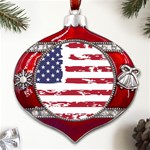 Flag Usa Unite Stated America Metal Snowflake And Bell Red Ornament Front