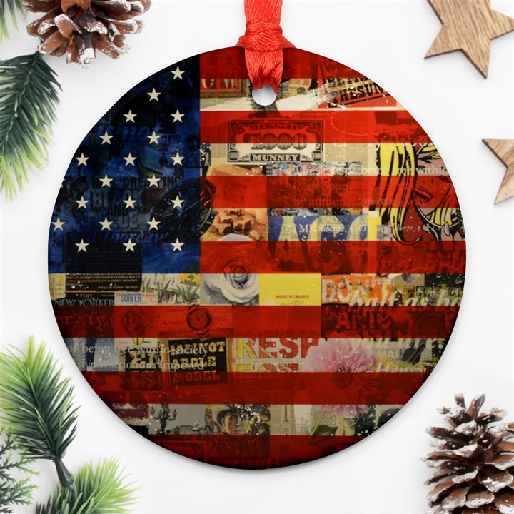 Usa Flag United States Ornament (Round)