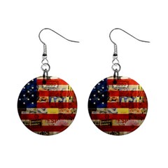 Usa Flag United States Mini Button Earrings by uniart180623