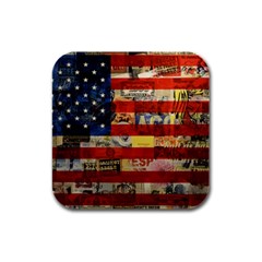 Usa Flag United States Rubber Square Coaster (4 Pack) by uniart180623