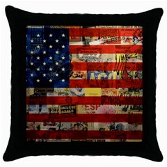 Usa Flag United States Throw Pillow Case (black) by uniart180623