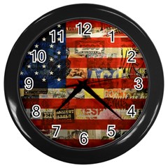 Usa Flag United States Wall Clock (black) by uniart180623