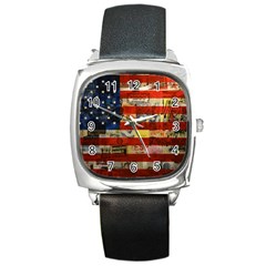 Usa Flag United States Square Metal Watch by uniart180623