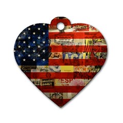 Usa Flag United States Dog Tag Heart (one Side) by uniart180623