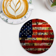 Usa Flag United States Uv Print Round Tile Coaster by uniart180623