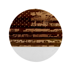 Usa Flag United States Marble Wood Coaster (round) by uniart180623