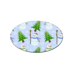 New Year Christmas Snowman Pattern, Sticker (oval) by uniart180623