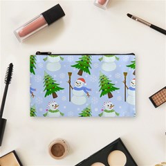 New Year Christmas Snowman Pattern, Cosmetic Bag (small) by uniart180623