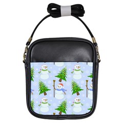 New Year Christmas Snowman Pattern, Girls Sling Bag by uniart180623