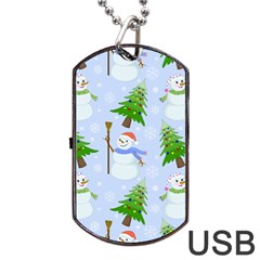 New Year Christmas Snowman Pattern, Dog Tag Usb Flash (two Sides) by uniart180623