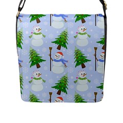 New Year Christmas Snowman Pattern, Flap Closure Messenger Bag (l) by uniart180623