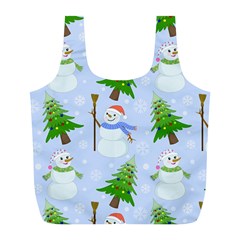 New Year Christmas Snowman Pattern, Full Print Recycle Bag (l) by uniart180623