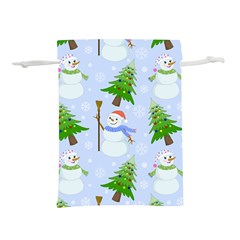 New Year Christmas Snowman Pattern, Lightweight Drawstring Pouch (s) by uniart180623