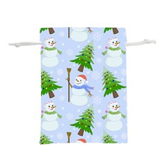 New Year Christmas Snowman Pattern, Lightweight Drawstring Pouch (l) by uniart180623