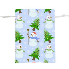 New Year Christmas Snowman Pattern, Lightweight Drawstring Pouch (xl) by uniart180623