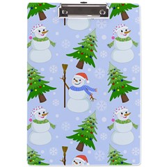 New Year Christmas Snowman Pattern, A4 Acrylic Clipboard by uniart180623