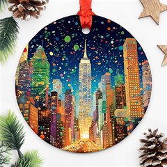 New York Confetti City Usa Ornament (round) by uniart180623