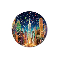 New York Confetti City Usa Magnet 3  (round) by uniart180623