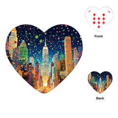 New York Confetti City Usa Playing Cards Single Design (heart) by uniart180623