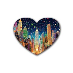 New York Confetti City Usa Rubber Coaster (heart) by uniart180623